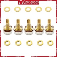 WIN 5pcs A500K Potentiometer Splined  Electric Guitar Bass Effect Amp Tone Volume