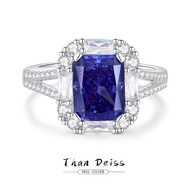 Tanzanite 2.5ct Cube Sugar Ring Female S925 Sterling Silver Rectangular Colorful Treasure 8A High Ca