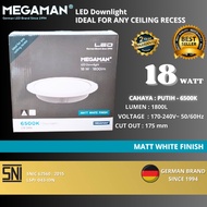 MEGAMAN LED Panel Downlight 18 Watt 7" ROUND WHITE Color Cut Out 175mm MEGAMAN