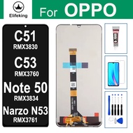 จอแอลซีดีสำหรับ Realme OPPO C51 RMX3834 RMX3760โน๊ต50 RMX3834 Narzo N53จอแสดงผล RMX3761หน้าจอสัมผัสเ