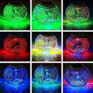 Mosaic Glass Solar Table Light,Colorful Color Change Decorative Solar Lights Outdoor,Waterproof Ener