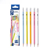 [King PLAZA] STAEDTLER Wooden Pencil With Eraser HB/2B Log Pastel Hexagonal Pen Holder 12pcs