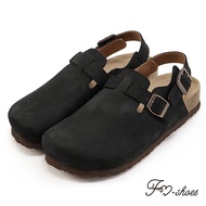 FM SHOES Full Genuine Leather Arch Decompression Nubuck Leather Steamed Bun SHOES Black Blue