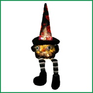 Gnome Halloween Light Up Dwarf Doll Table Ornaments with Witch Hat Halloween Witch Gnome Decorations