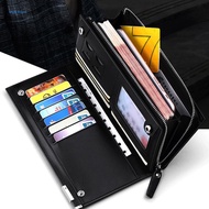 Men Wallet Vintage PU Leather Long Purse Bifold Business c0in Pocket with Zipper
