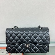 Chanel CF 25 黑銀經典翻蓋鏈條包中號