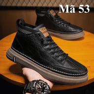 Sports Shoes, Men's Sports Shoes, Sneakers, Plain Black Leather Shoes 4cm Code 53