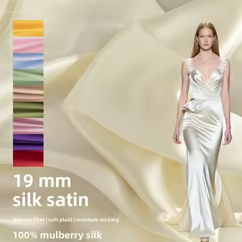 50x113cm 19mm 100% Mulberry Silk Quality Clothing Fabric Silk Crepe Satin for Designing Pajamas Dres