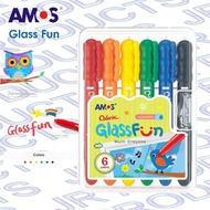 AMOS - 韓國 AMOS Colorix® 多功能水溶性玻璃彩蠟筆, 6色套裝 #GF6PC《香港行貨》