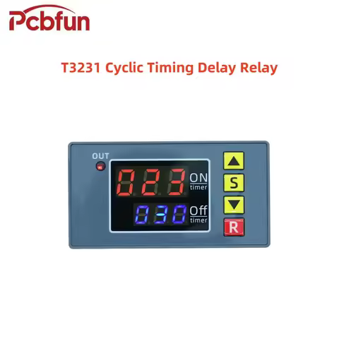 T3231 Cyclic Timing Delay Relay DC12V 24V AC110-220V Red and Blue Dual-Display Delay Relay Module Au
