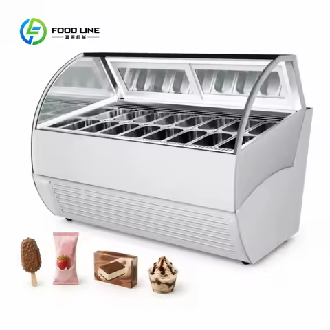 Commercial Curved Display Freezer for Popsicle Ice Cream Showcase 9 24 Flavor Gelato Fridge Equipmen