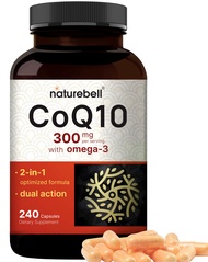 CoQ10 (Ubiquinone) 300mg with Omega 3 Fatty Acids, 240 Capsules | Stable High Absorption Form – Anti