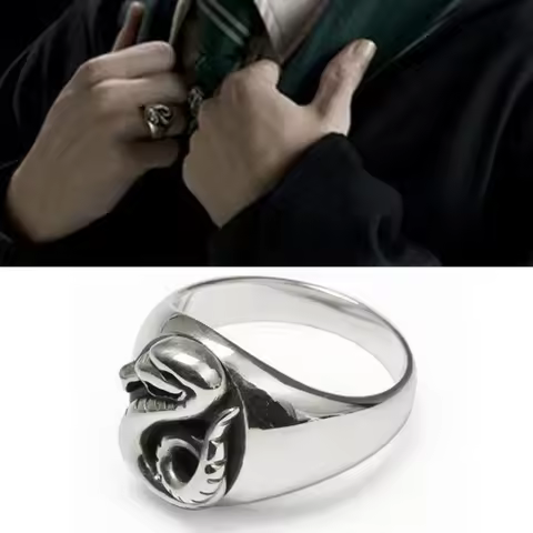 Wizard Magic School Malfoy Family Badge Snake Slytherin Cosplay Ring Unisex Jewelry Rings Gift Prop 