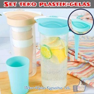 5-in-1 Plastic Jug and Glass 1600ml Jug Pitcher