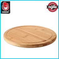 ♀ ㍿ ☇◑ Eurochef Non Slip Bamboo Cutting Board Wooden Food Serving Tray Chopping Board Round Circle