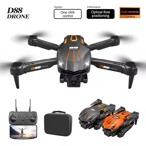 D88 HD dual-camera aerial drone, one-key takeoff/landing, 360° flips, speed control, foldable design