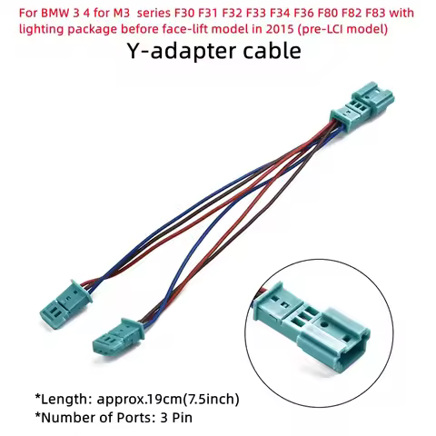 Car Tool Cupholder LED Ambient Light AC/Radio Adapter 3 Pin Y Cable Plastic Metal Fit For BMW F30 F3