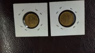 香港1973 1974 1角硬幣unc共2枚。5元平郵