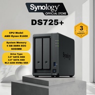 Synology DS725+ 2 Bays NAS DiskStation with Dual Core CPU, 2GB Memory, 2-Bays NAS