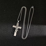 UT shop Necklace Cross Scripture Three-Ring Pendant Silver COD