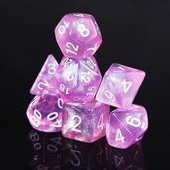 DND Dice Light Purple Transparent Dice with Color Changing Glitter for Dungeons and Dragons Role Pla