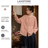 LAHSTORE women's loose long-sleeved shirt in youthful turtleneck fabric ASM23 (Pink Pink)