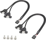 MAYWILLA Motherboard 9 Pin Header to Dual USB 2.0 Cable,2.54 9Pin Motherboard Female to Dual USB Typ