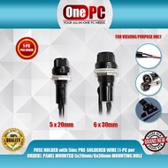 FUSE HOLDER with 5inc PRE-SOLDERED WIRE (1-PC per ORDER), PANEL MOUNTED 5x20mm/6x30mm MOUNTING HOLE