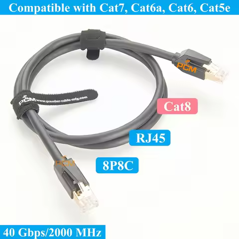 High speed Cat8 RJ45 Ethernet Networking LAN Internet Cable 40Gbps 2000MHz Patch Cord for Vision Gig