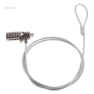 【3C】 Silver Combination Lock Security Cable 4 Digit Password Security Lock Anti-theft Chain for Latc