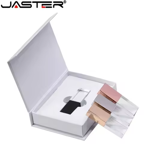 JASTER New Crystal Rose Gold Silver Black Gold 2.0 USB Flash Drive with Gift Box 4GB 8GB 16GB 32GB 6