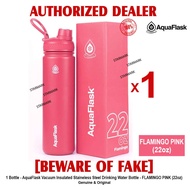AQUAFLASK 22oz FLAMINGO PINK Aqua Flask Wide Mouth with Flip Cap Spout Lid Flexible Cap Vacuum Insulated Stainless Steel Drinking Water Bottle Bottles or Tumbler Tumblers Authentic - 1 Bottle