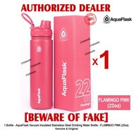 AQUAFLASK 22oz FLAMINGO PINK Aqua Flask Wide Mouth with Flip Cap Spout Lid Flexible Cap Vacuum Insul