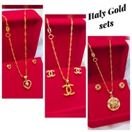 10k Pure Gold Necklace Earrings set for women