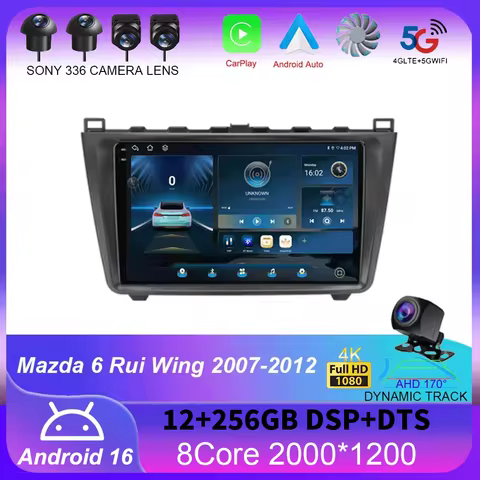 Android 16 Carplay Auto For Mazda 6 Rui Wing 2007-2012 Car Radio Multimedia Video Player Navigation 