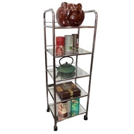 銀馬電鍍五層沖孔洞板收納車 推車 層架 工作車 抽屜車