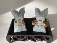 免費開光 天然緬甸玉翡翠 招財貔貅大方印 桌上型小擺件 飛天貔貅