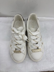 👟Louis Vuitton Time Out white Monogram Leahter Sneakers Size 37 路易威登 LV Time Out 皮質老花拼接 白金老花滿印厚底小白鞋 