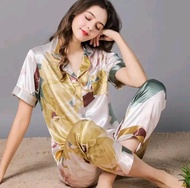 New Plus size Terno pajama set printed silk sleepwear for women 36 inch waistline fit
