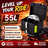 Top Box 55L Waterproof Top Box Motorcycle Box base plate+backrest+lining Kotak MotosikalABS