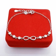 925 Silver Bracelet with White Gold Plating - Authentic 925 Silver Infinity Bracelet