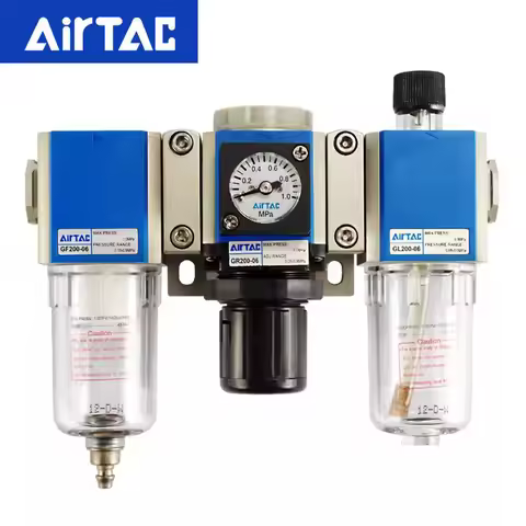 AirTAC Original Pneumatic Triple Pressure Regulating Valve Filter Oil Mist Separator GC200-06/GC300-