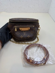 Lv 路易威登 晶片款 mini bumbag 老花腰包 17cm