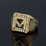 【OGDA】High Polished Eagles Fraternal Ring for Men Stainless Steel High Quality Square with Diamond T