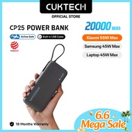 【3C Certification】CUKTECH 20000mAh 55W Fast Charging Built in Cable Original Power Bank Xiaomi 55W M