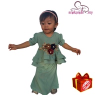 Baju Raya kurung baby girl [Peplum Anakanda.my] + Free gift [Dusty Green] 2023