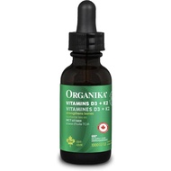 Organika Vitamin D3 + K2 (MK7) Liquid Drops – 1000 IU D3 & 10 mcg K2 per Drop –  Formula to port Str