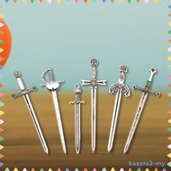 [Kesoto2] 6pcs Knight Sword Pendants Swords Miniature Long Sword for DIY Craft Necklace Jewelry Maki