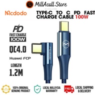 Mcdodo Type C to Type C PD QC 4.0 100W 5A Quick Charge Cable CA-8320 1.2m 90 Degree Compatible For Android Macbook