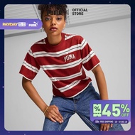 PUMA BASICS - เสื้อยืดผู้หญิง PUMA SQUAD Striped สีแดง - 68153813